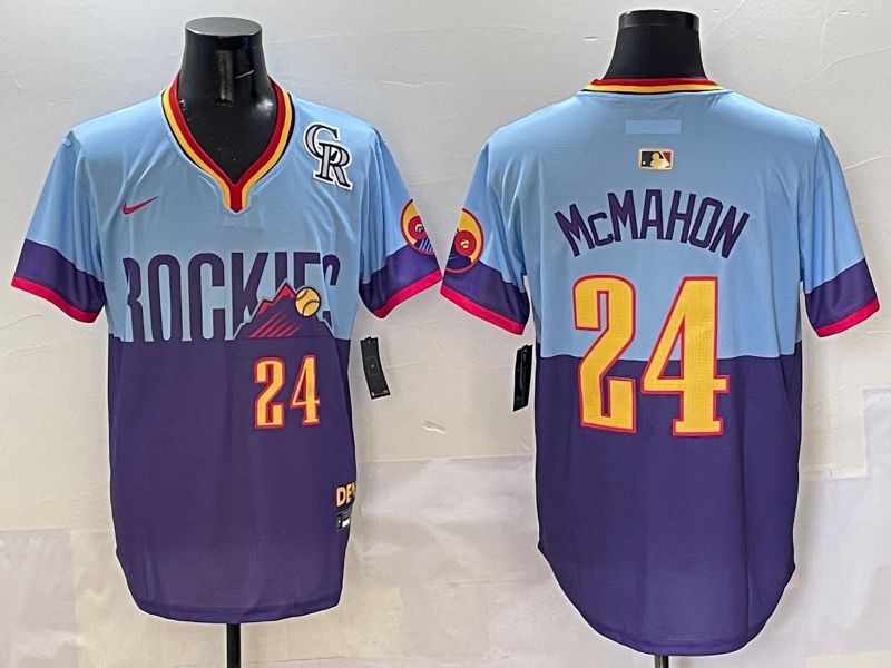 Men Colorado Rockies #24 Mcmahon Purple blue Joint Name 2025 Nike MLB Jersey style 5